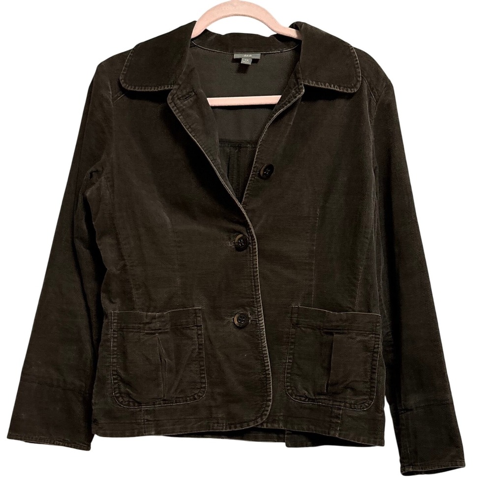 J.Jill Brown Corduroy Blazer Jacket  Button Front Pockets, Elbow Patches Size XS